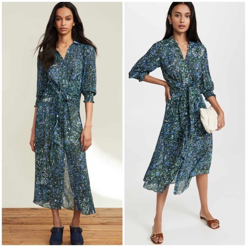 Veronica Beard Blue Floral Midi Dress